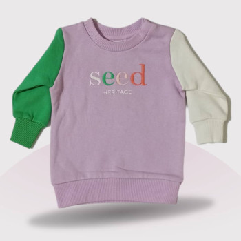 Baby Sweat Set, Fashion Embroidery, Purple & Green