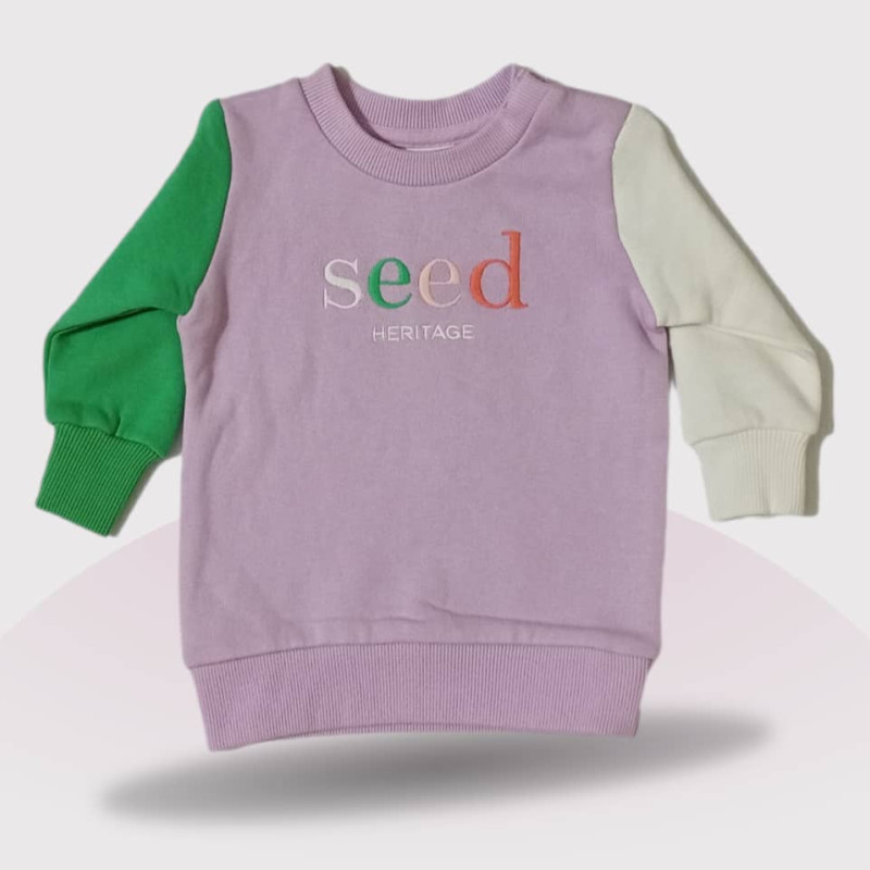 Baby Sweat Set, Fashion Embroidery, Purple & Green