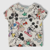Baby Round Neck T-Shirt With Short Pant Set , Fashion Mickey Print, White Cream