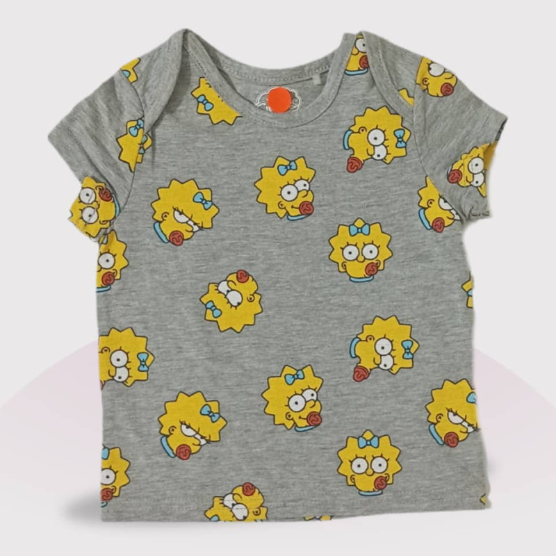 Baby Round Neck T-Shirt  With Short Pant Set, Fashion Print, Grey Colour