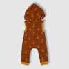 Baby Jumpsuit Sleeveless Hoodie With Round Neck T-Shirt, Fashion Cartoon Print, Light Brown