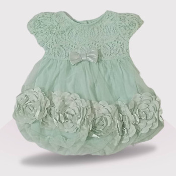 Baby Ruffle Tulle Sleeve Mini Dress, Fashion Flower Light Green