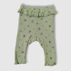 Baby Ruffle-Waist Sweatshirt Dress and legging Set, Fashion Flower Print, Light Green