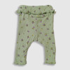 Baby Ruffle-Waist Sweatshirt Dress and legging Set, Fashion Flower Print, Light Green