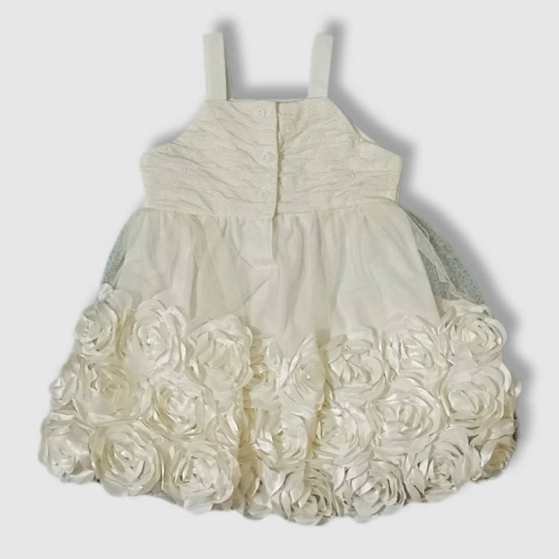 Baby Tulle Sleeveless Mini Dress, Fashion Flower White Cream