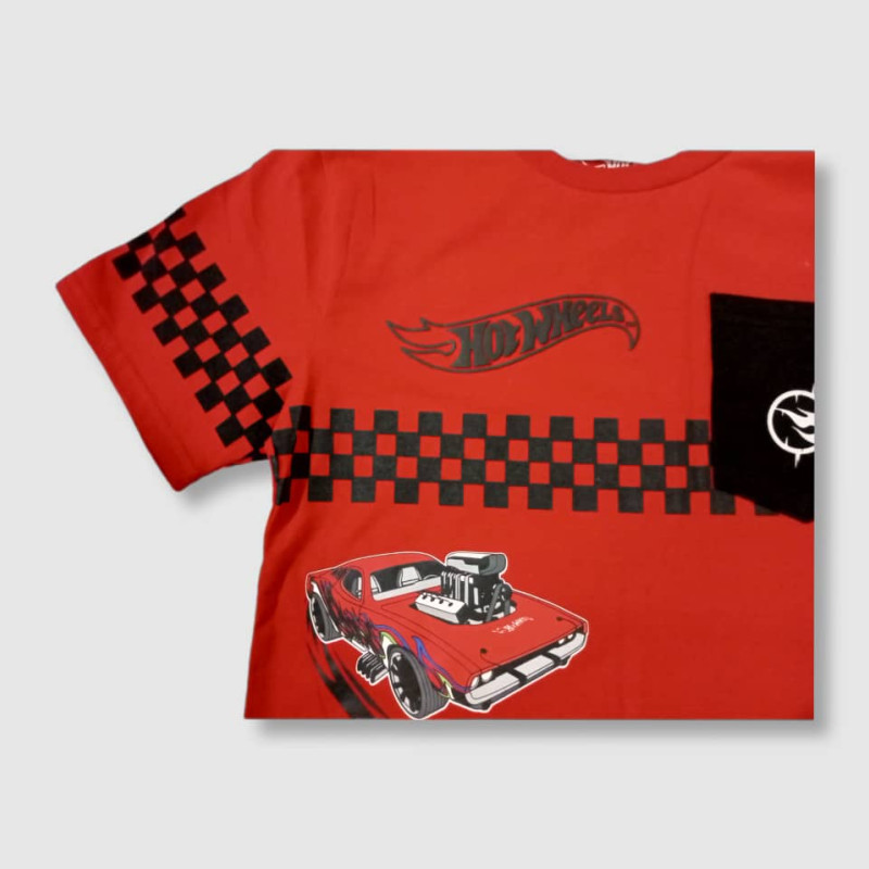 Round Neck T-Shirt , Fashion Hotwheels, Red